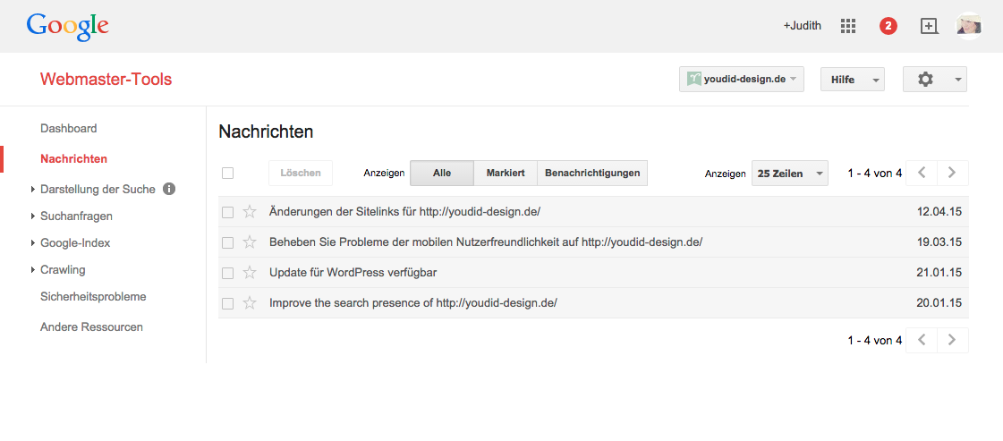 Google Webmaster Tools informiert über Optimierungen | www.youdid-design.de