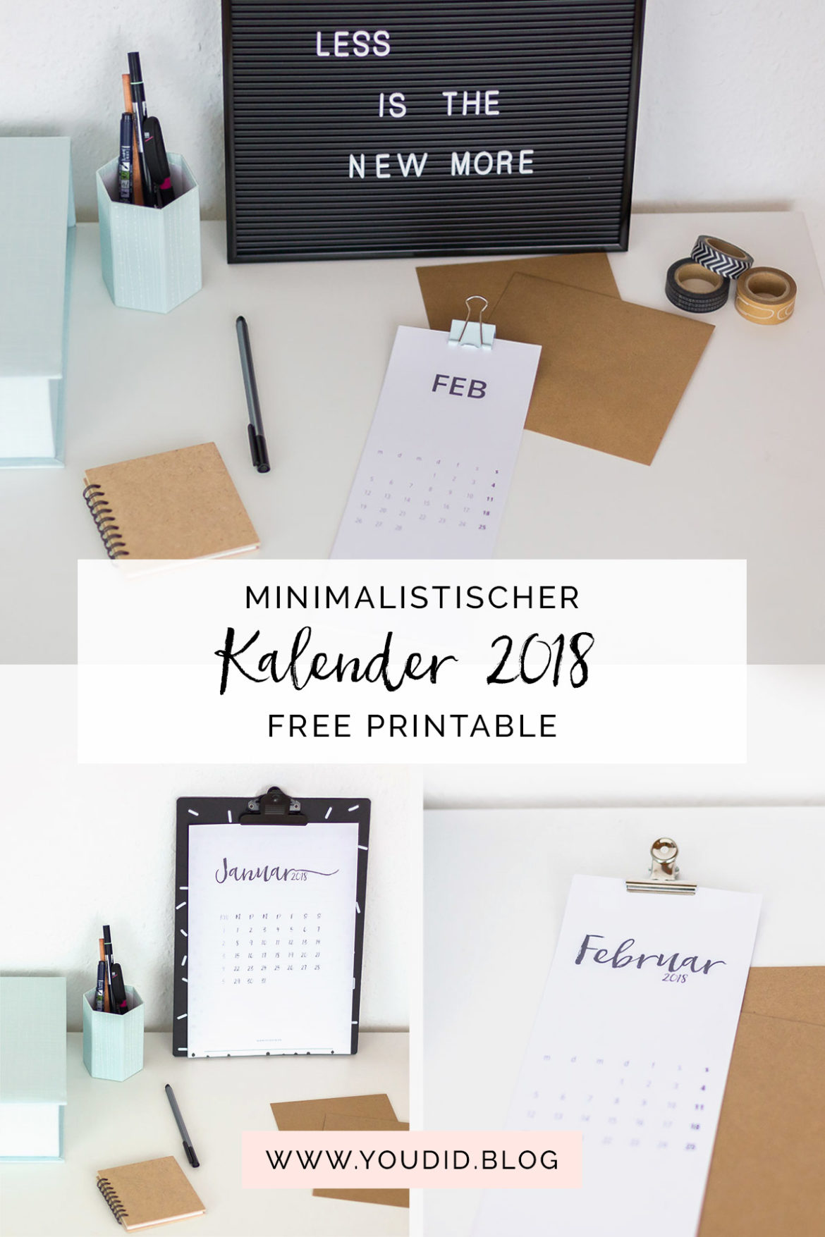 Freebie – Minimalistischer Kalender in Black and White - Kostenloses