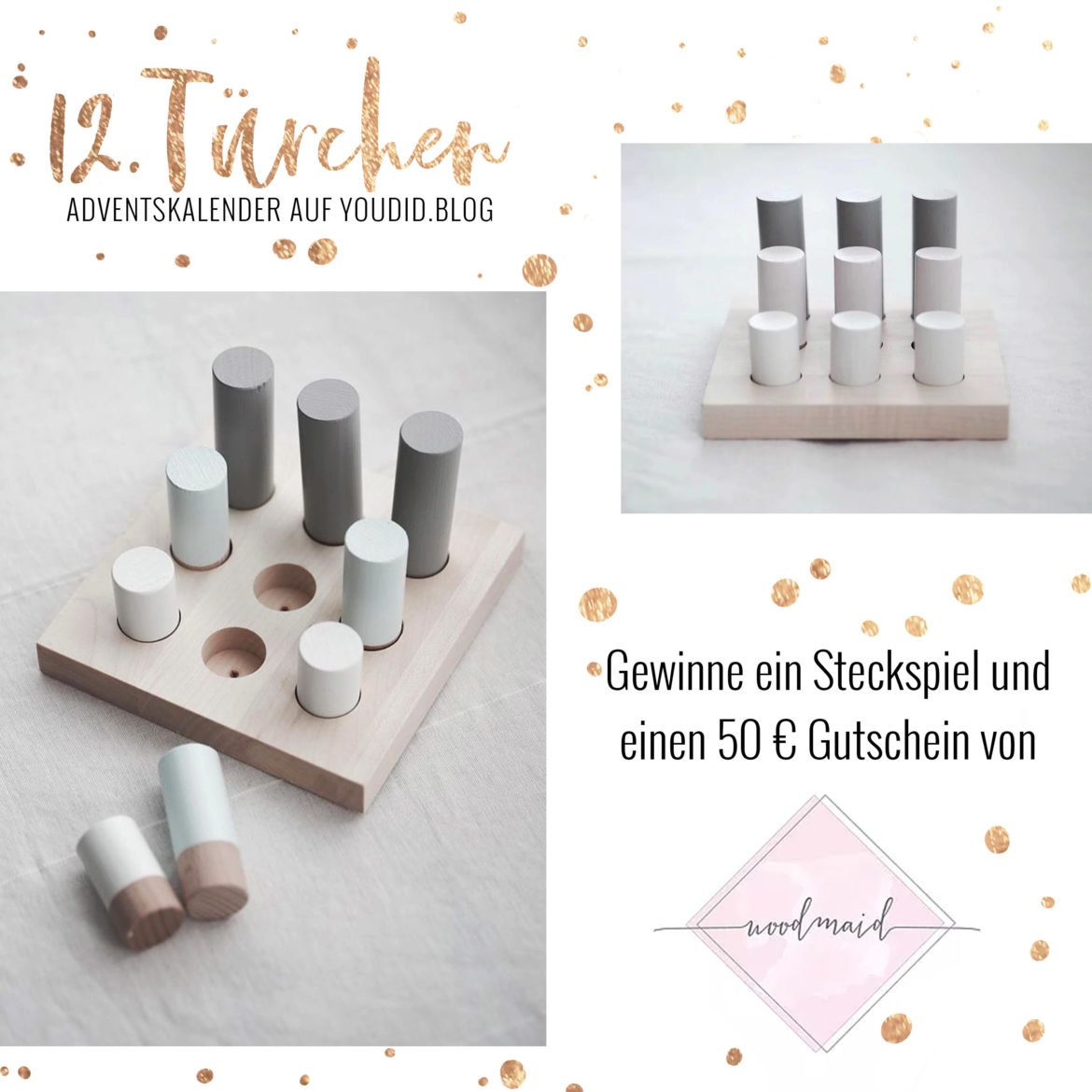 Special Adventskalender auf Youdid.Blog Gewinnbild Gewinne ein Steckspiel und einen Gutschein von woodmaid | https://youdid.blog